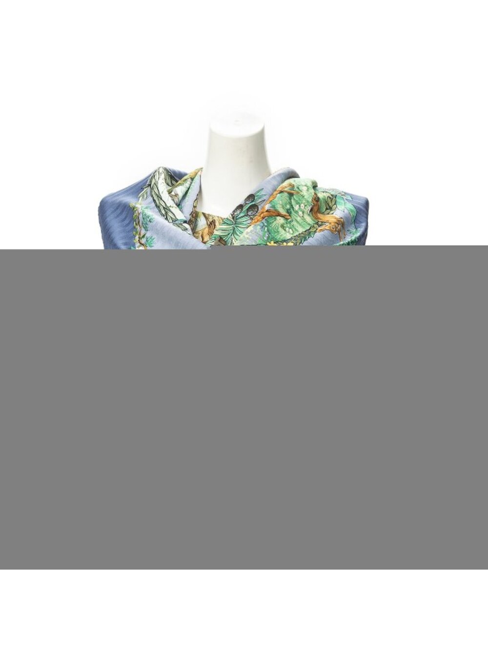 Hermes Pleated Scarf Blue Green Brown Twill Silk